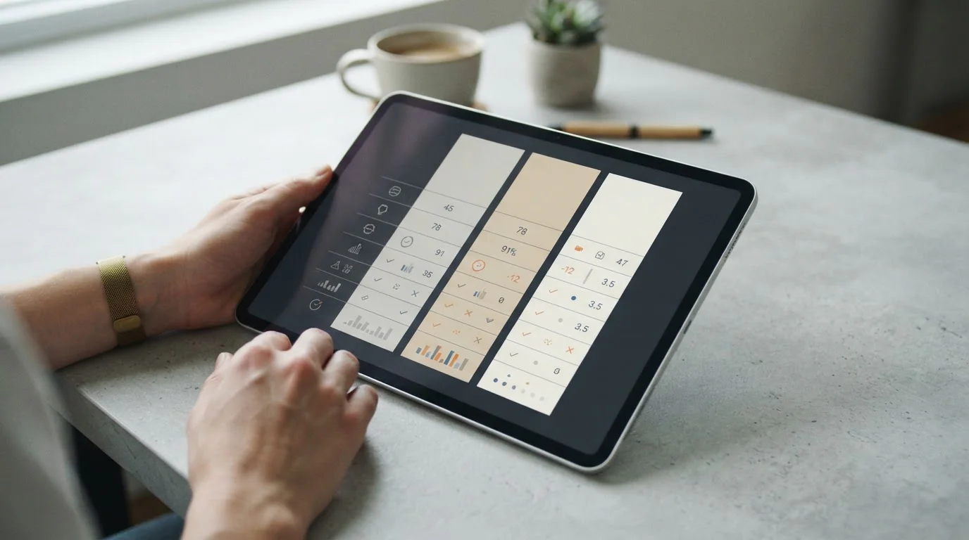 Tablet mit Vergleichstabelle verschiedener Wettanbieter