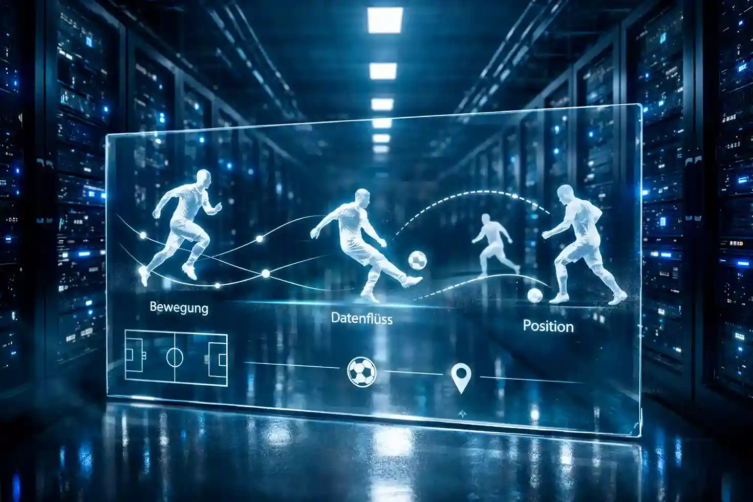 Computerserver verarbeitet Fußballdaten für KI-Analyse