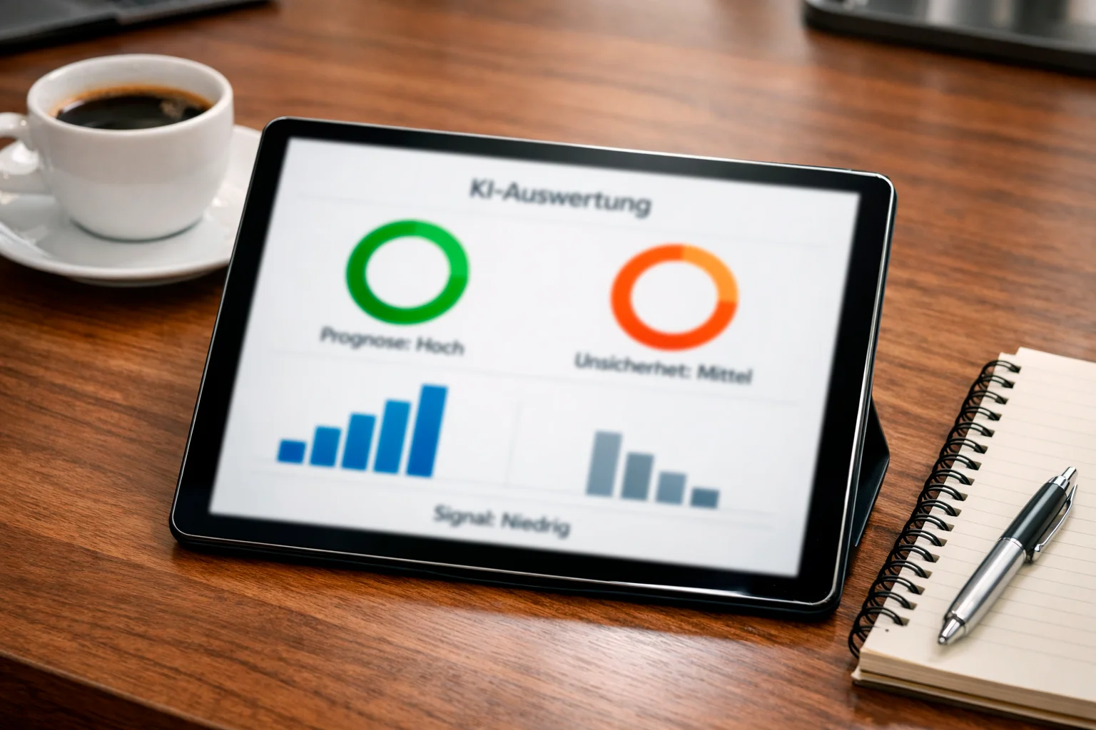 KI-Prognose-Dashboard mit Wahrscheinlichkeitsanzeigen auf einem Bildschirm