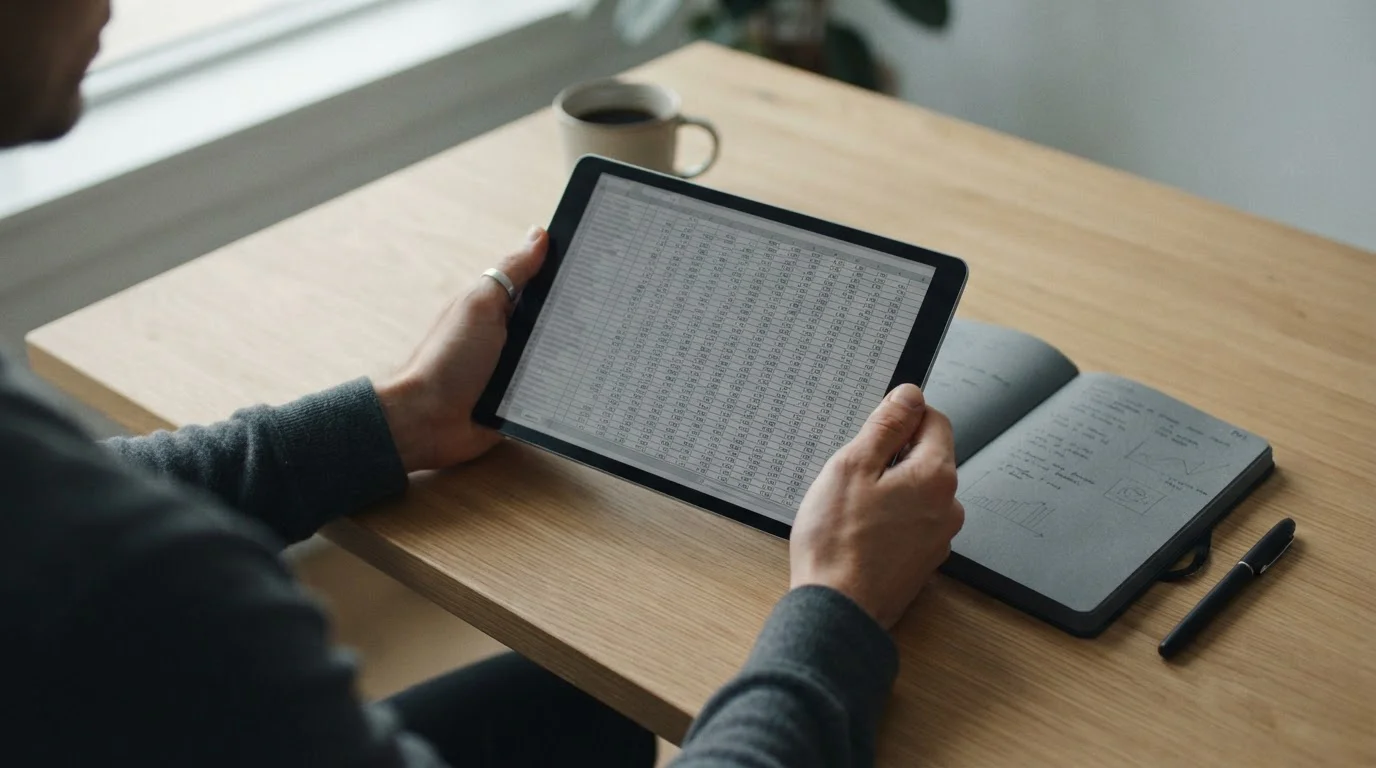 Person prüft Transaktionslimits auf dem Tablet