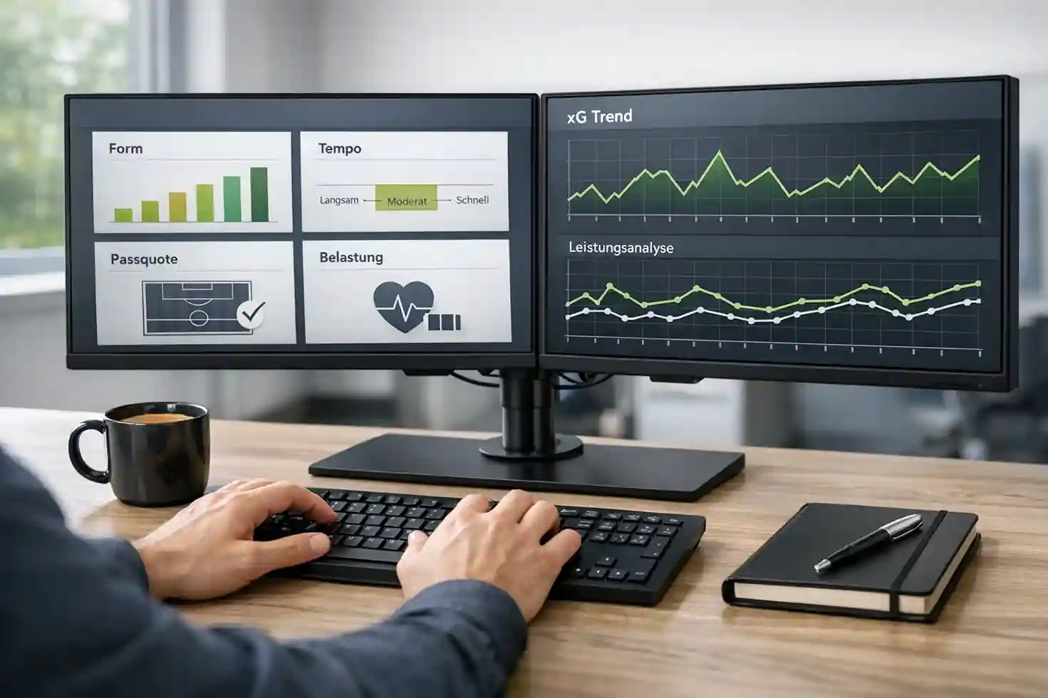 Fußballdatenanalyse mit Spielerstatistiken auf einem Bildschirm