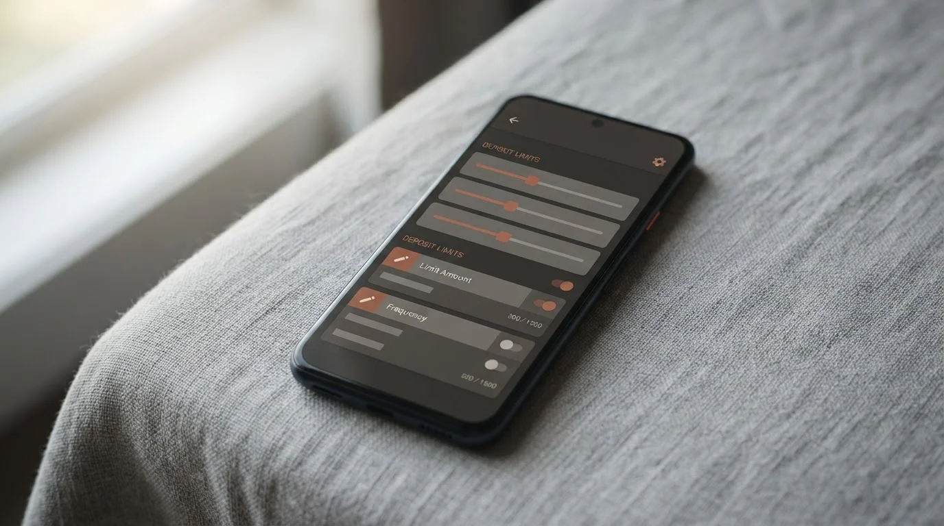Smartphone-Display zeigt Einstellungsmenü mit Limit-Optionen in einer Sportwetten-App