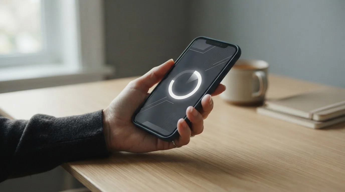 Smartphone zeigt Ladebildschirm während fünf Sekunden Wartezeit bei regulierter Live-Wette