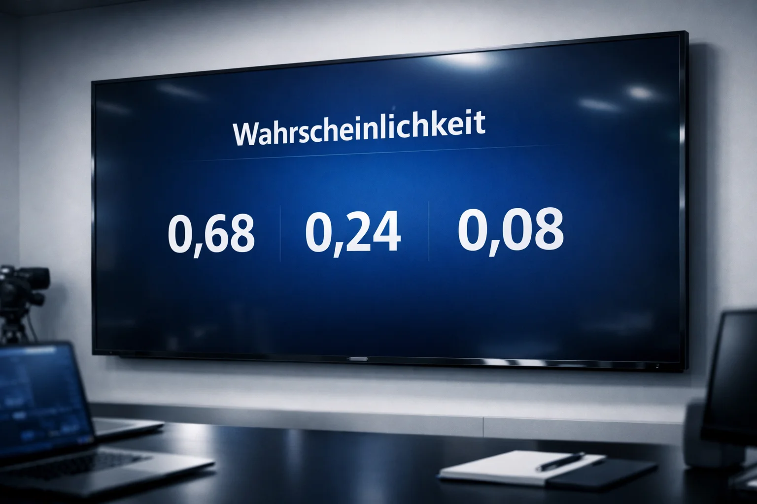 Digitale Anzeige mit Wahrscheinlichkeitsprozenten für Fußballprognosen