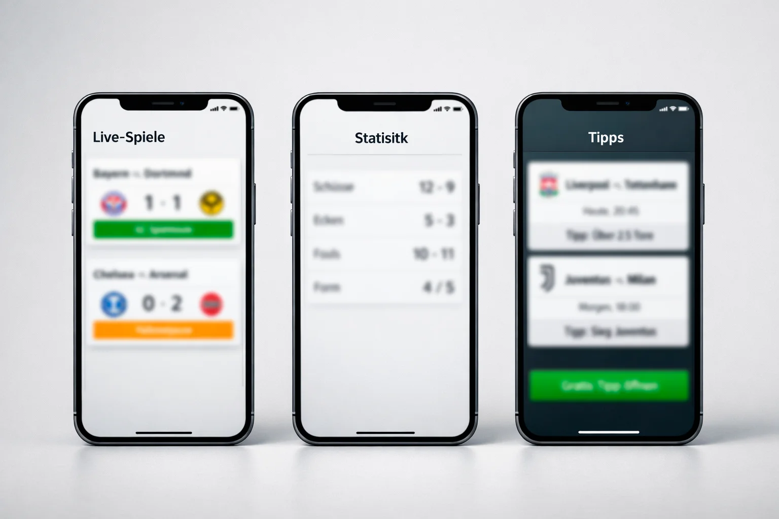 Mehrere Smartphones zeigen verschiedene Sportwetten-Apps
