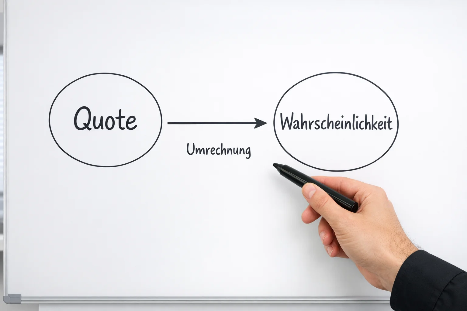 Visualisierung der Umrechnung zwischen Quoten und Wahrscheinlichkeiten