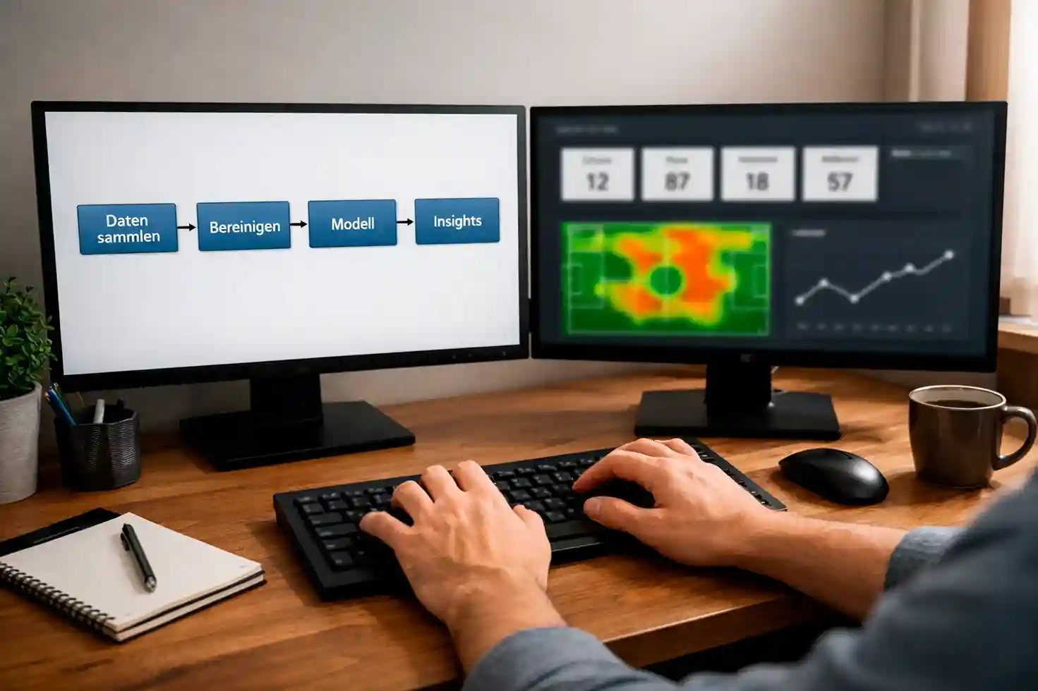Arbeitsablauf zur Kombination von KI und Expertenanalyse auf einem Bildschirm
