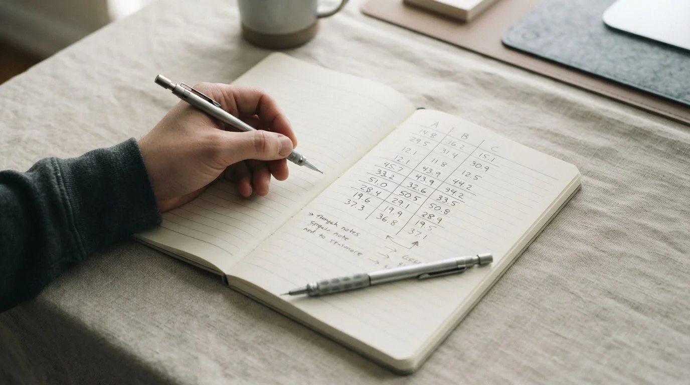 Notizbuch mit handschriftlichen Quotenvergleichen verschiedener Wettanbieter