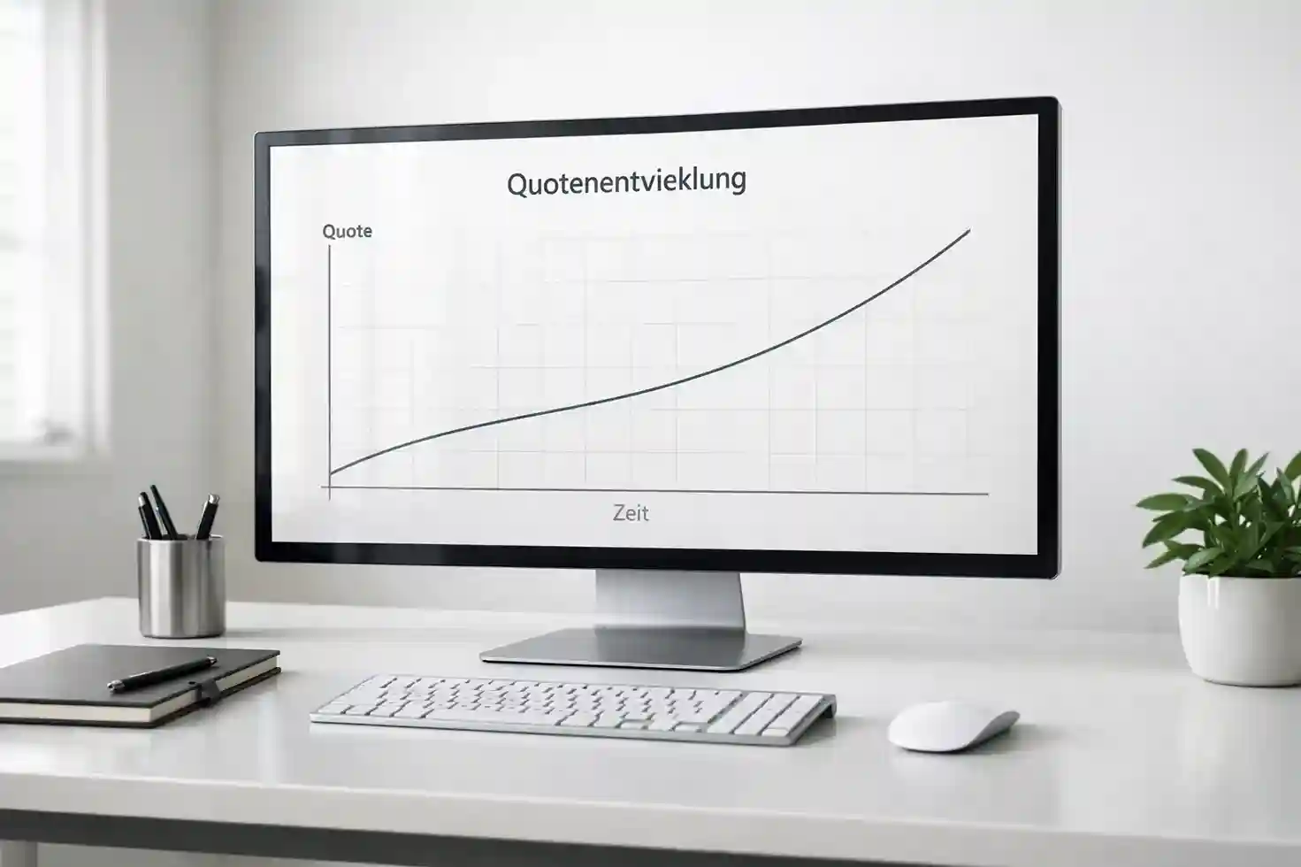 Einfaches Liniendiagramm zeigt Quotenentwicklung über Zeit