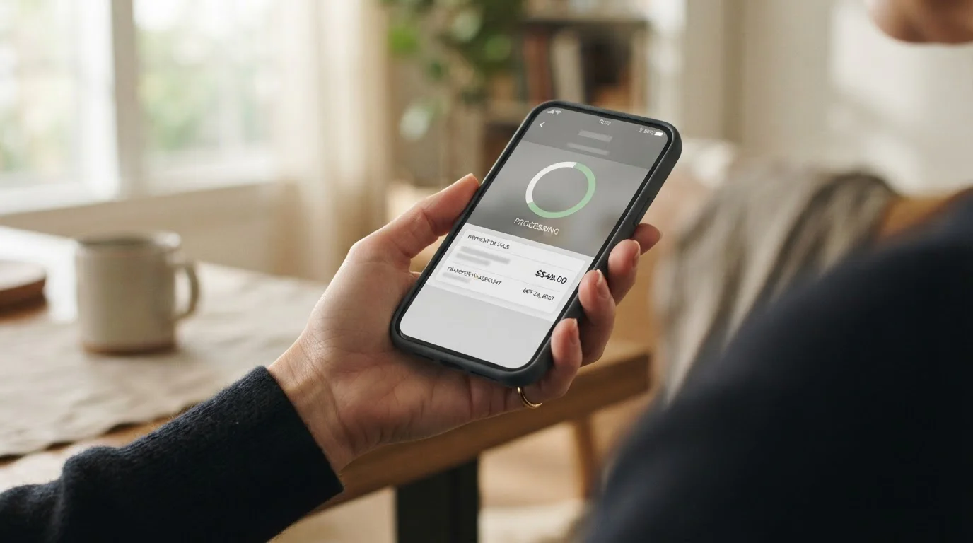 Smartphone zeigt SEPA-Instant-Zahlung in neutraler Banking-App