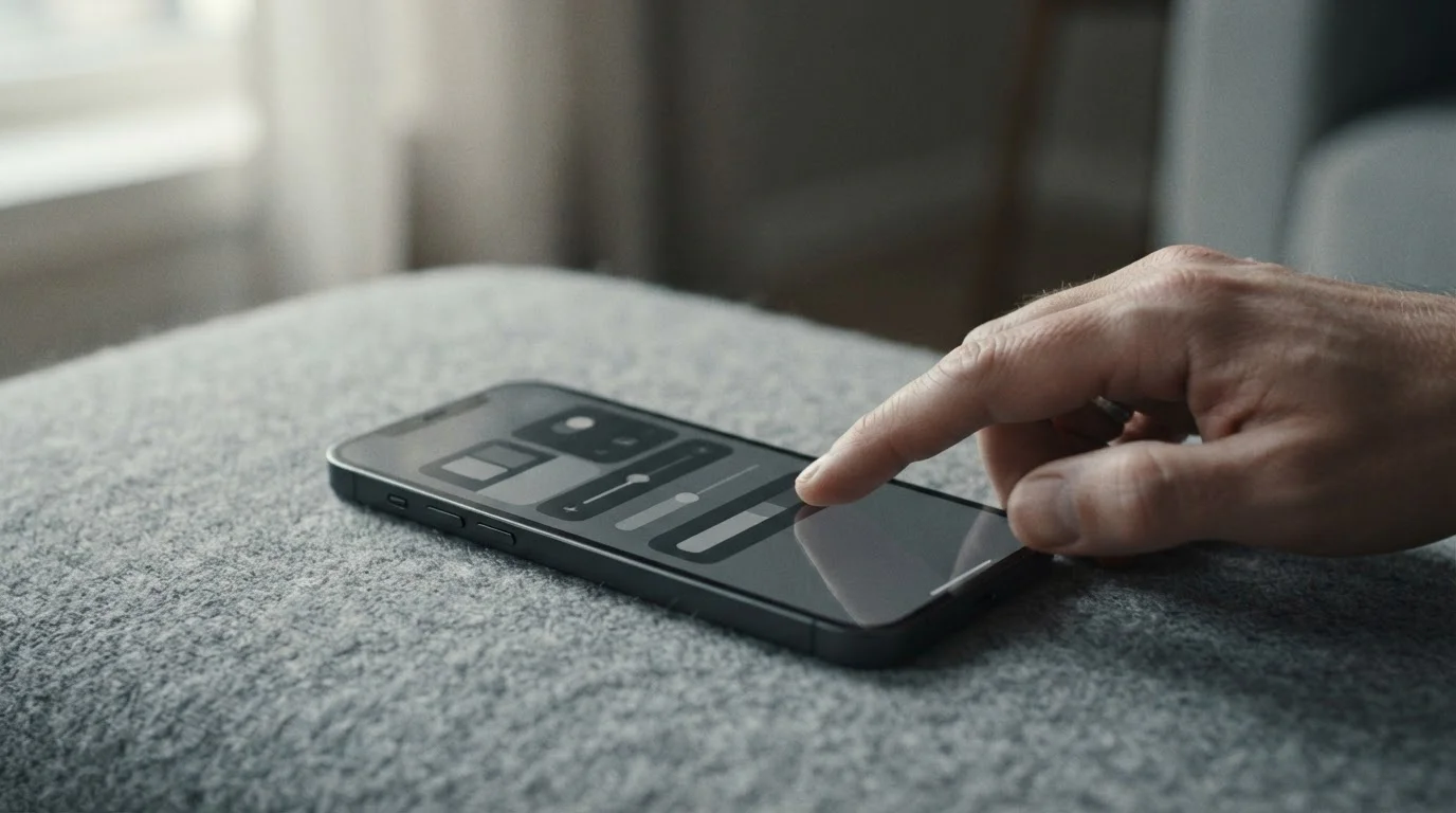 Smartphone mit Spielerschutz-System und Limit-Einstellungen auf neutralem Interface