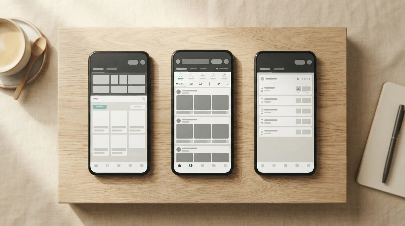 Mehrere Smartphones nebeneinander mit verschiedenen Sportwetten-Interfaces im Vergleich