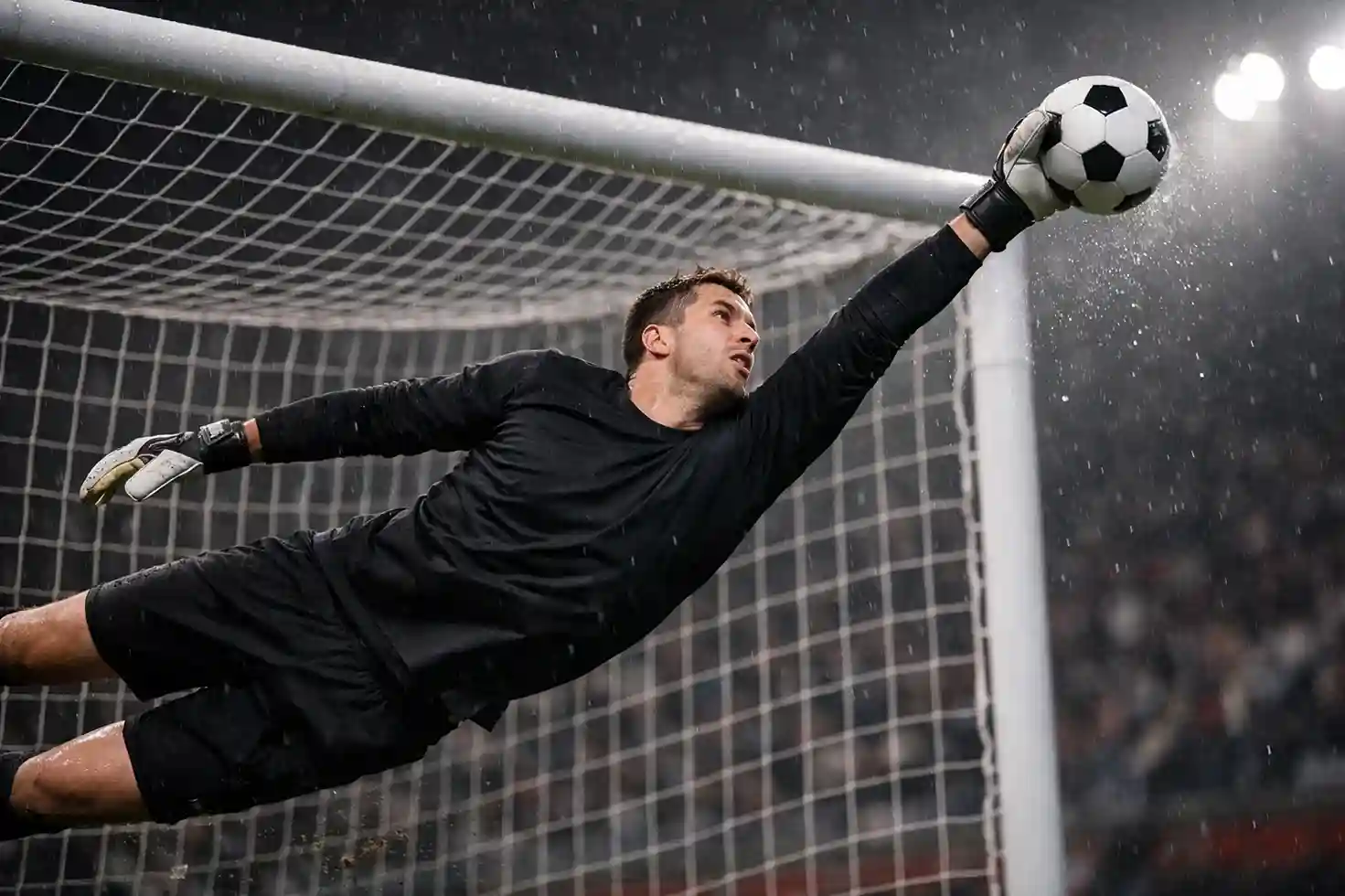 Torwart macht spektakuläre Parade bei einem Torschuss