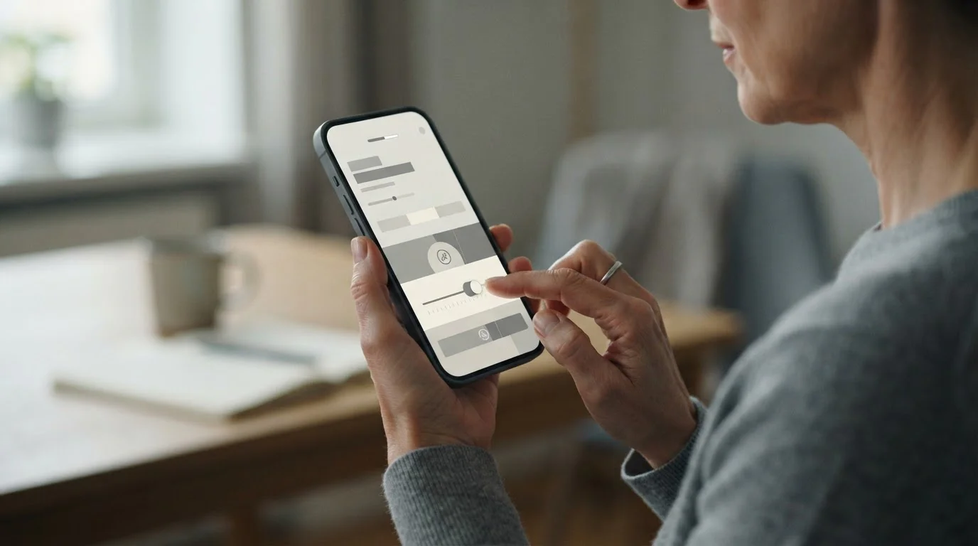 Hand stellt monatliches Ausgabenlimit auf Smartphone-Interface ein
