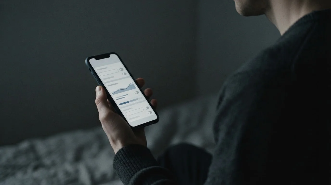 Smartphone mit leerem Limit-Einstellungsbildschirm auf dunklem Hintergrund