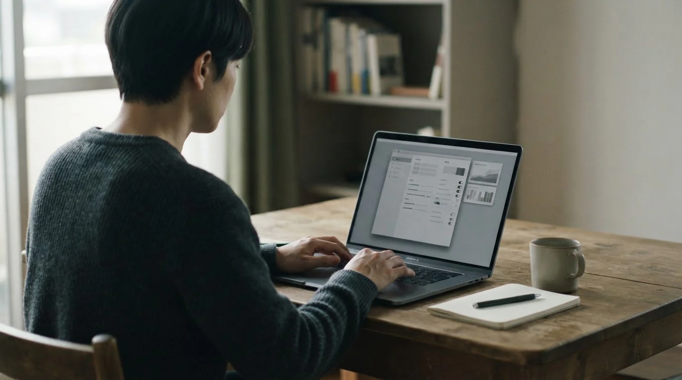 Person von hinten vor Laptop, als Symbol für bewusste Entscheidungen beim Wetten