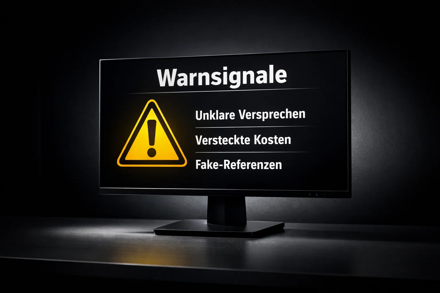 Warnschild Symbol auf einem Computerbildschirm