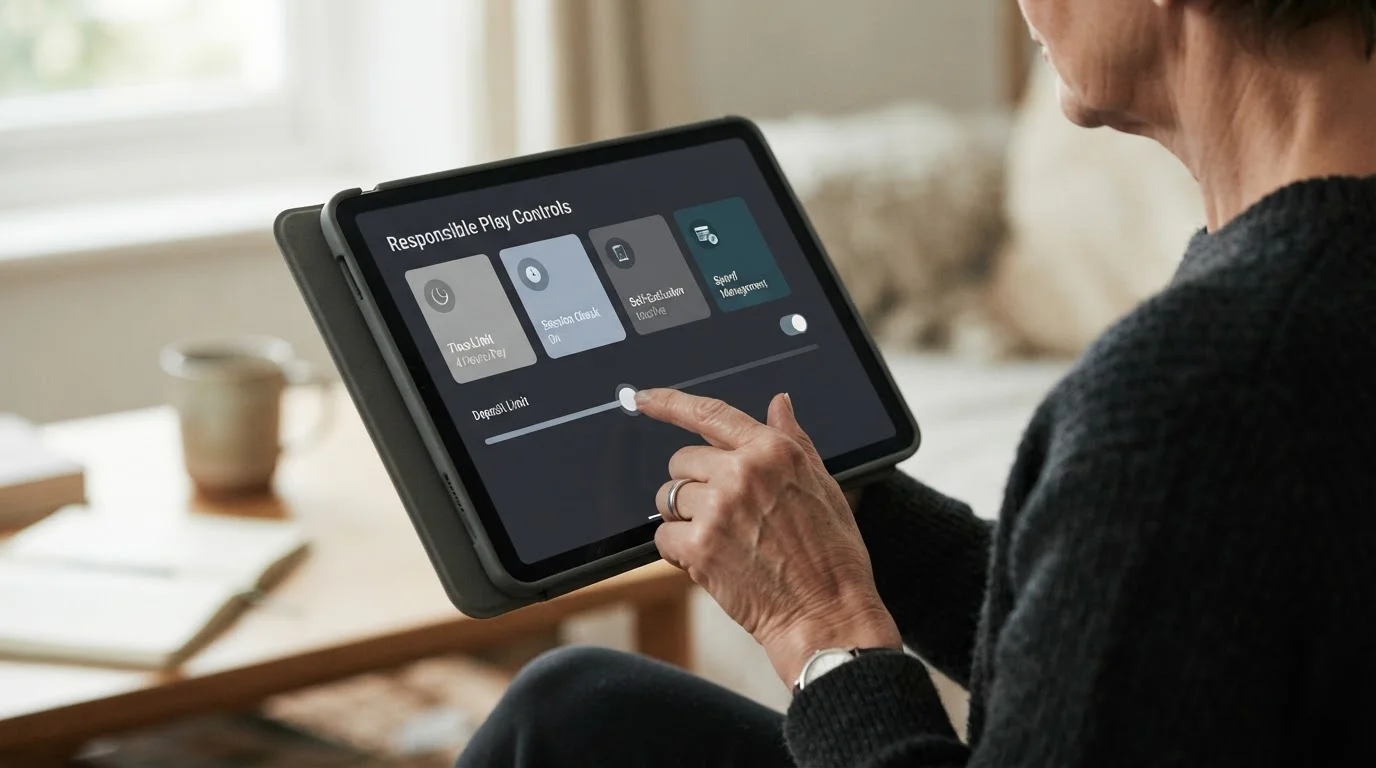 Hand stellt Limit auf abstraktem Wett-Interface ein