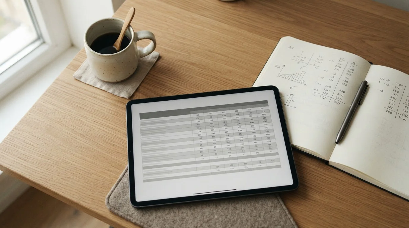 Arbeitsplatz mit Notizen und Vergleichstabelle für Wettanbieter