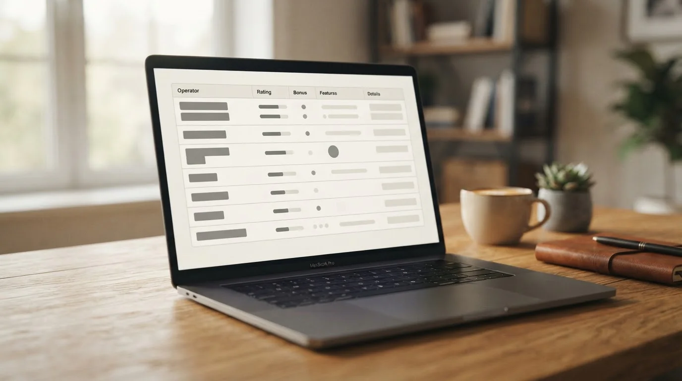 Vergleichstabelle auf Laptop-Bildschirm mit anonymisierten Anbieterdaten