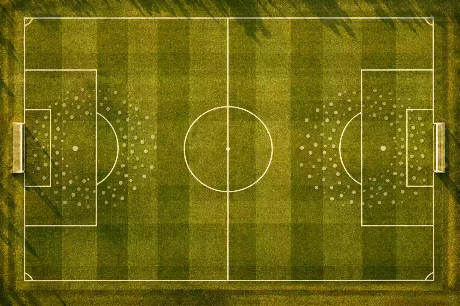 Expected Goals Analyse auf einem Fußballfeld mit Schusspositionsdaten